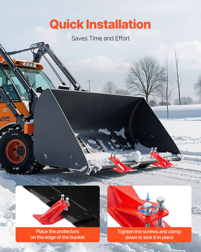 Tractor Bucket Protector, 2PCS Heavy Duty Steel Bucket Edge Protectors, Edge Tamer Anti-Skid Device with Double Hexagon Lock Nuts and Bolts, for Snow, Leave Removal & Spreading Gravel (Red) - Image 5