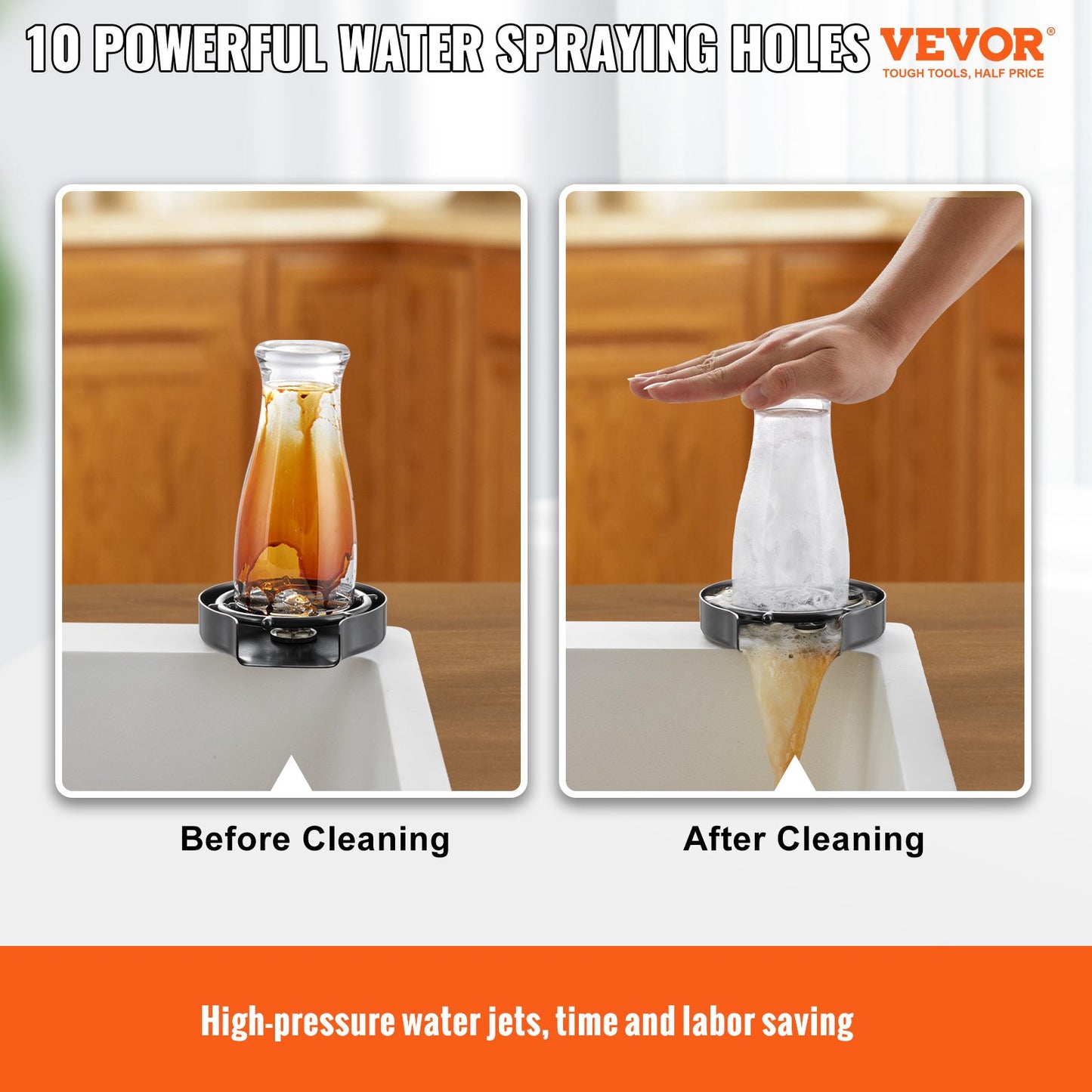 Glass Rinser 10-Hole 360 Rotating Stainless Steel Washer ABS Cup Holder - Image 2