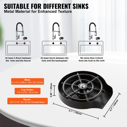 Glass Rinser 10-Hole 360 Rotating Stainless Steel Washer ABS Cup Holder - Image 4