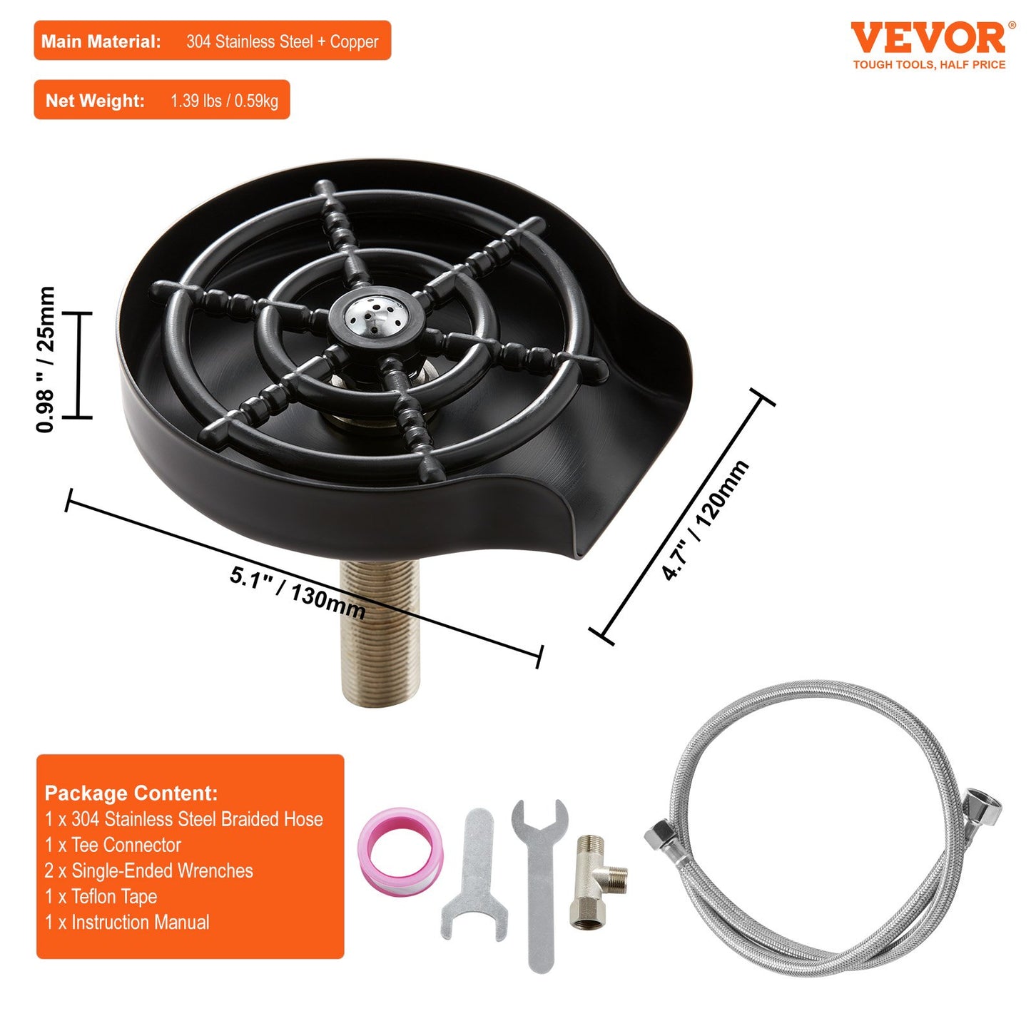 Glass Rinser 10-Hole 360 Rotating Stainless Steel Washer ABS Cup Holder - Image 7