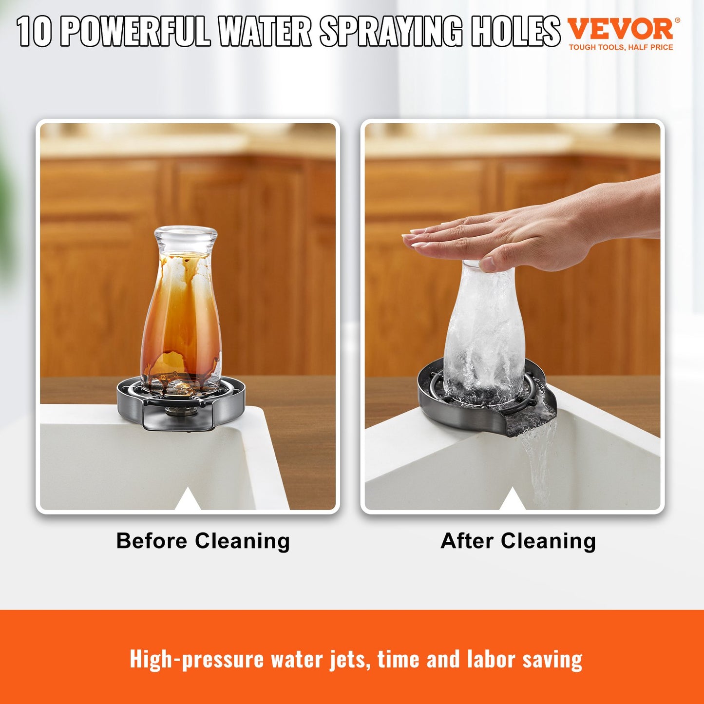 Glass Rinser 10-Hole Rotating Stainless Steel Washer ABS Cup Holder - Image 2