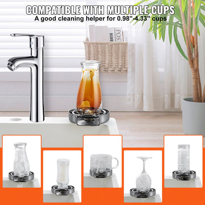 Glass Rinser 10-Hole Rotating Stainless Steel Washer ABS Cup Holder - Image 3