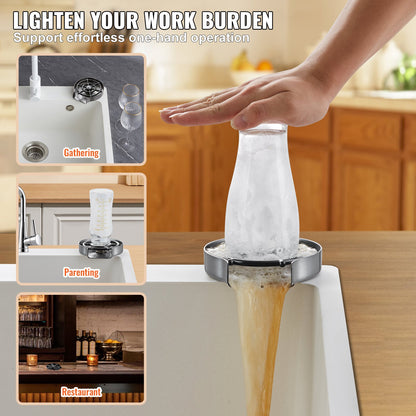 Glass Rinser 10-Hole Rotating Stainless Steel Washer ABS Cup Holder - Image 6
