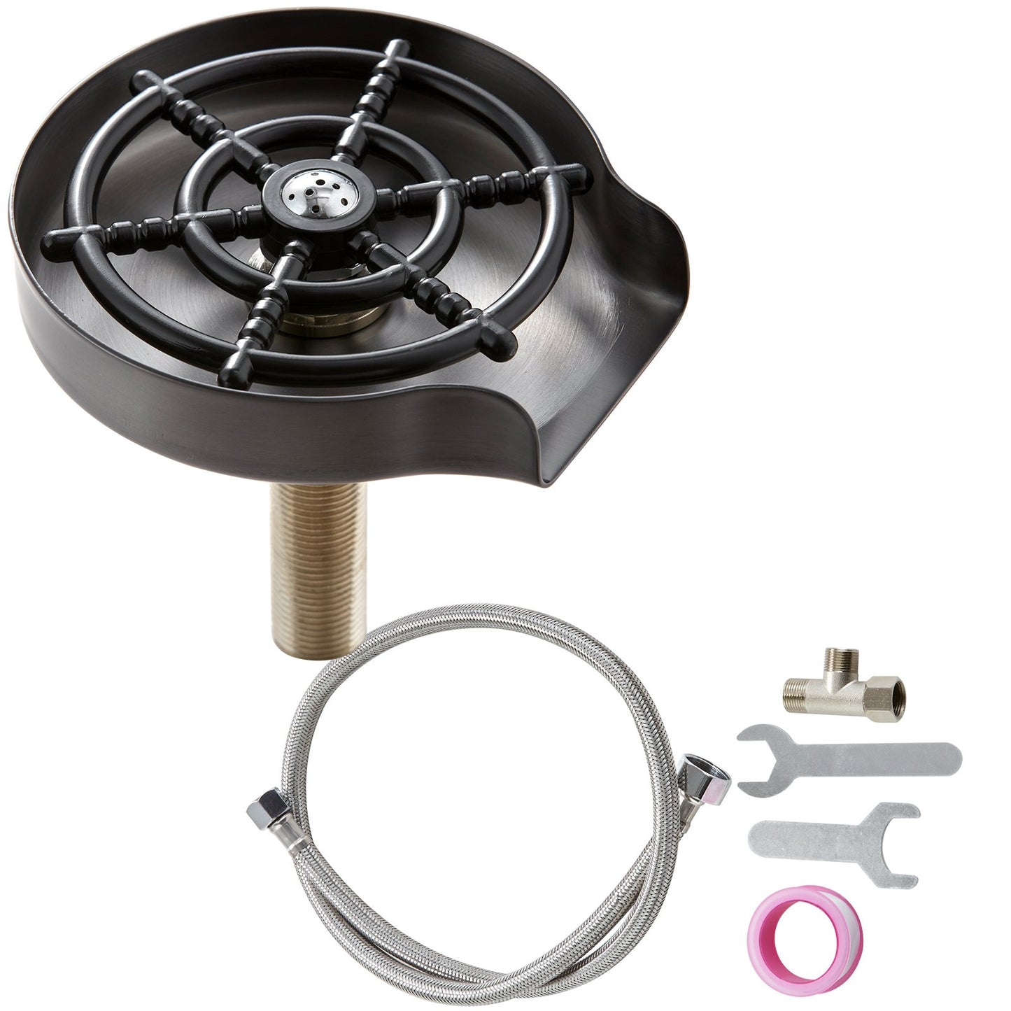 Glass Rinser 10-Hole Rotating Stainless Steel Washer ABS Cup Holder - Image 9
