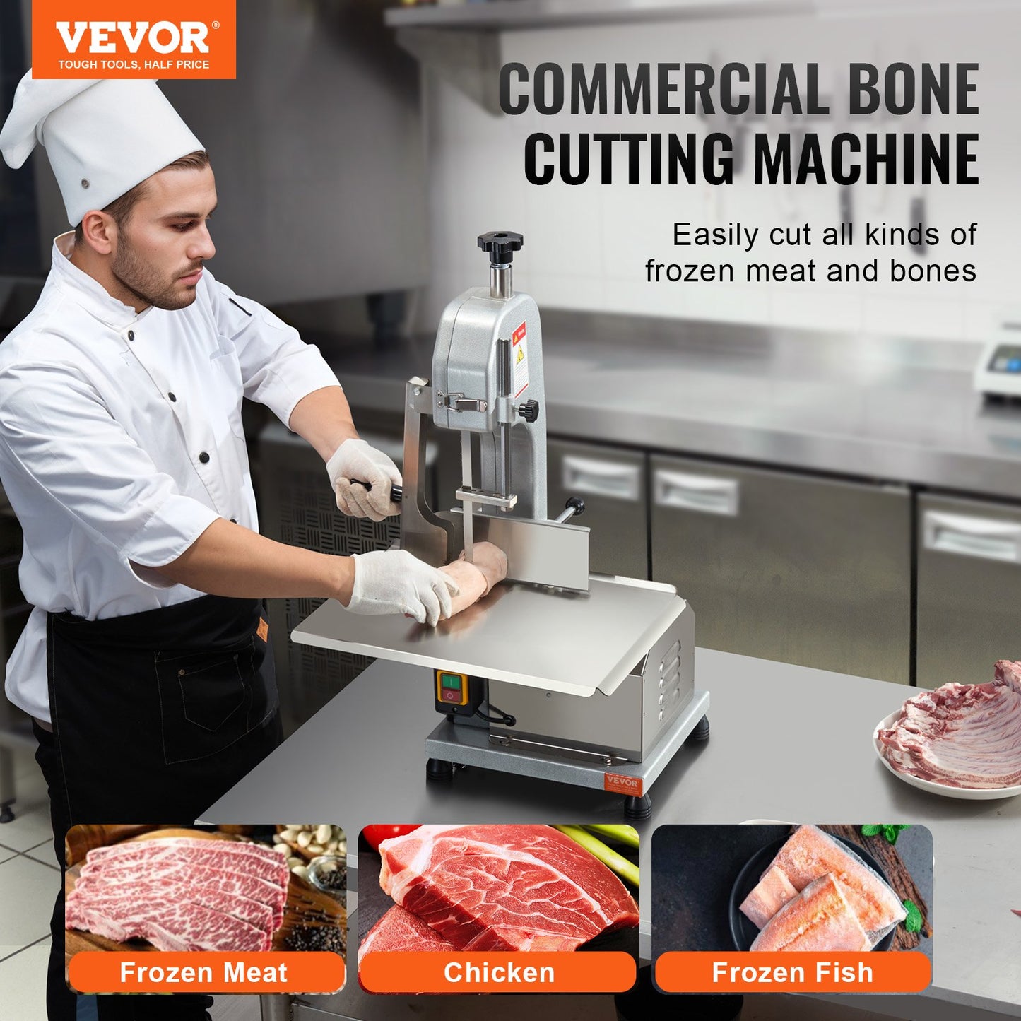 650W Commercial Electric Meat Bandsaw Stainless Steel Bone Sawing Machine - Image 2
