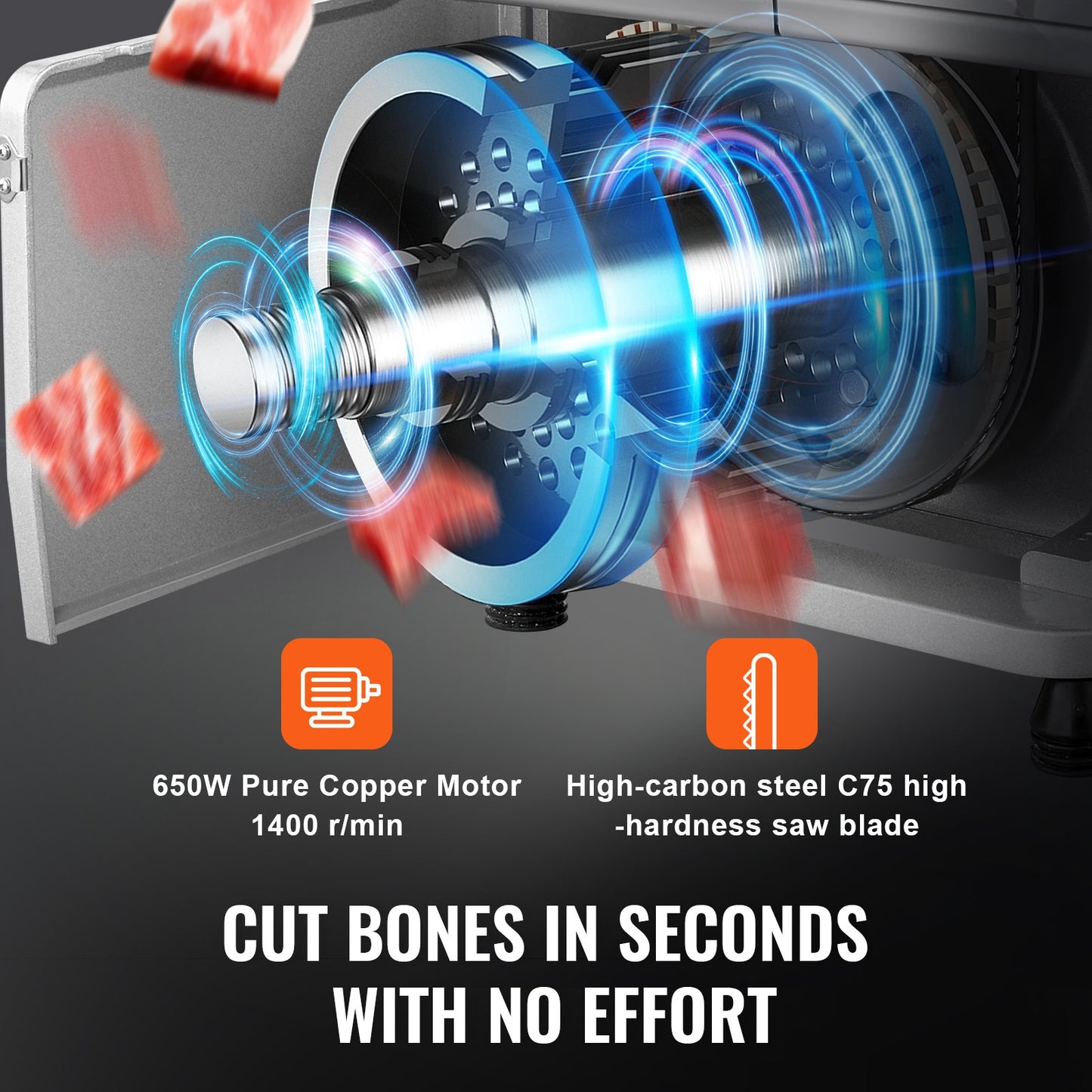 650W Commercial Electric Meat Bandsaw Stainless Steel Bone Sawing Machine - Image 3