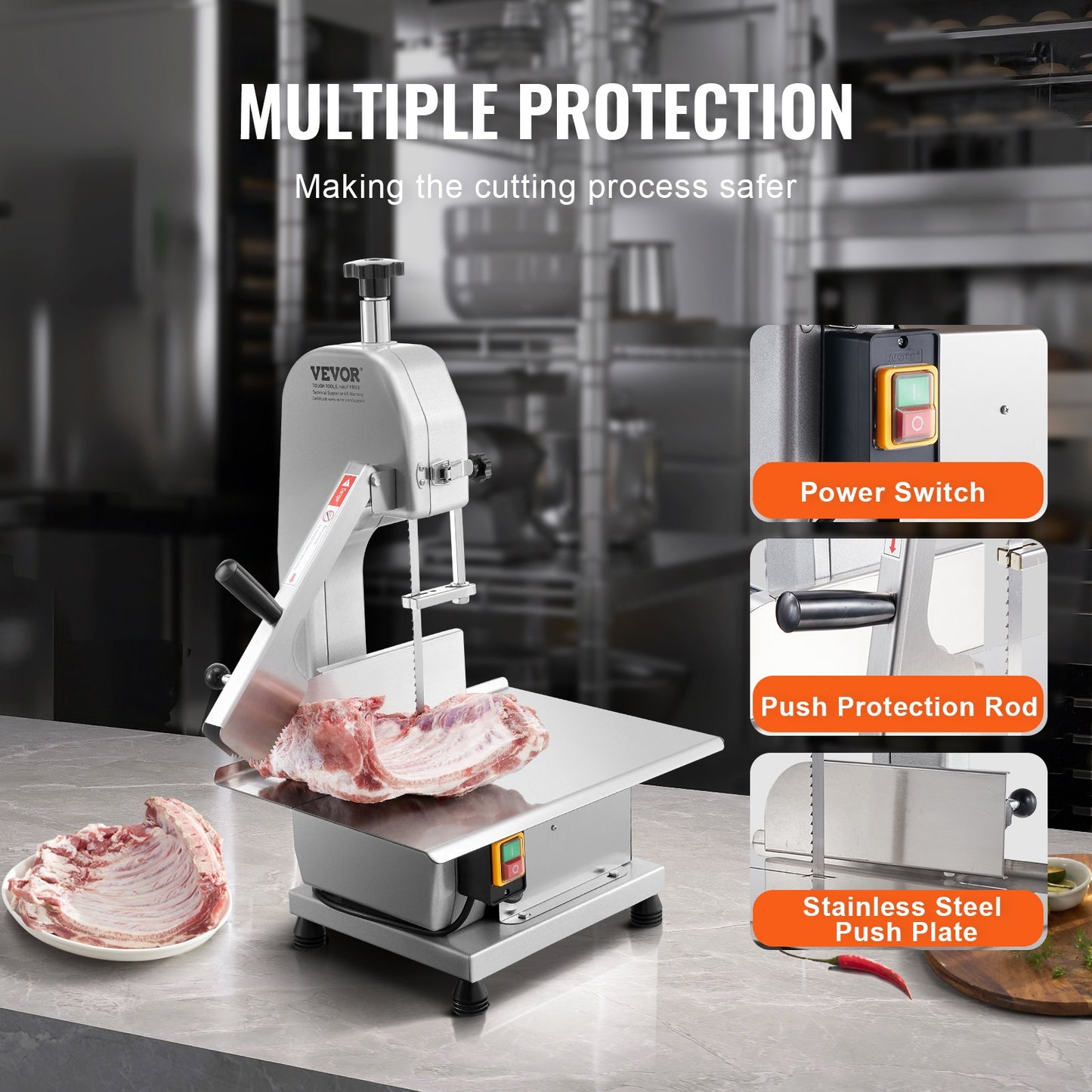 650W Commercial Electric Meat Bandsaw Stainless Steel Bone Sawing Machine - Image 6