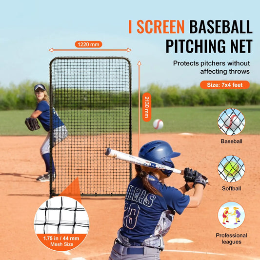 I Screen Baseball for Batting Cage, 7x4 ft Baseball Softball Safety Screen, Body Protector Portable Batting Screen with Carry Bag & Ground Stakes, Heavy Duty Pitching Net for Pitchers Protection - Image 2
