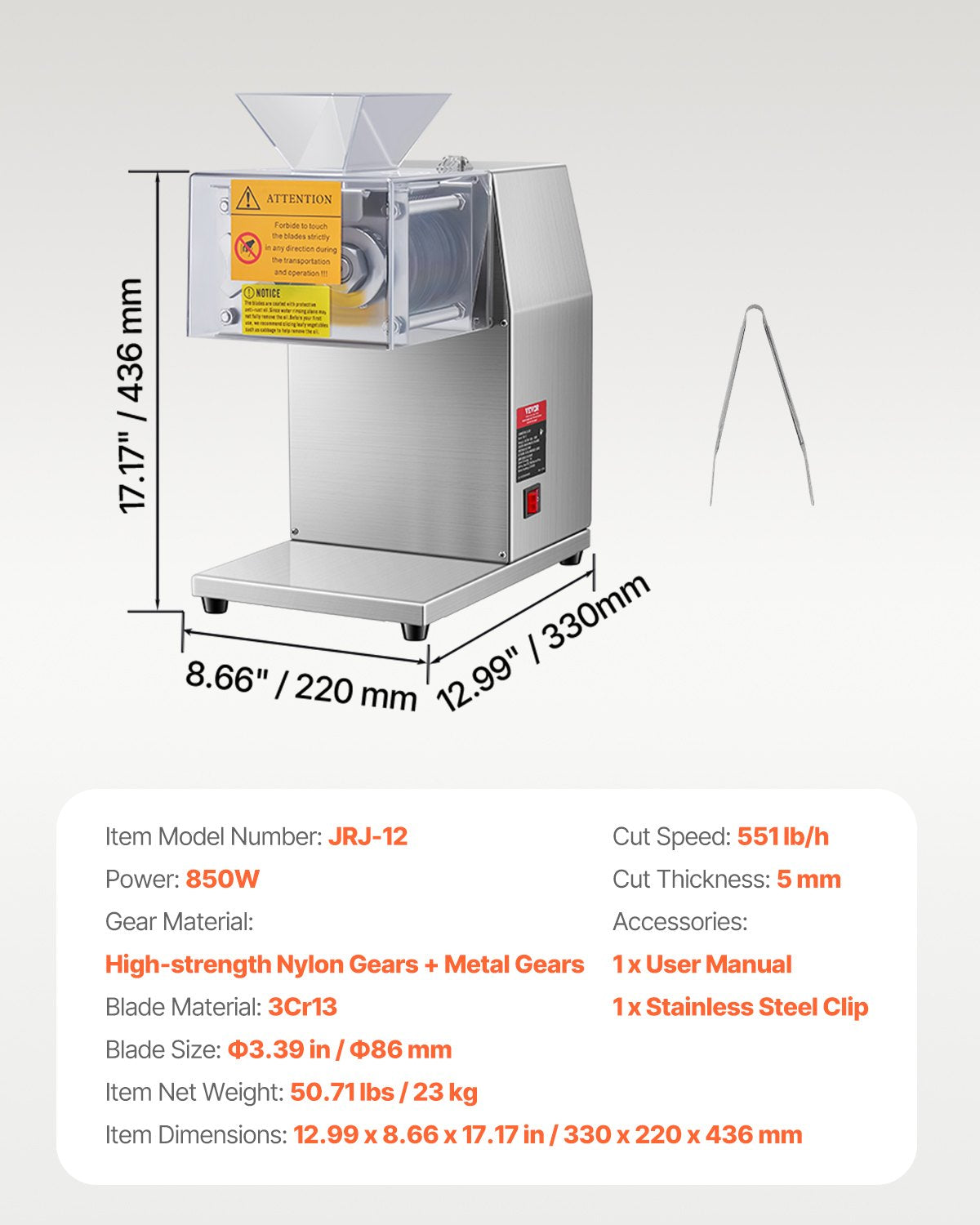 Electric Meat Cutter Machine 850W Commercial Meat Slicer Cutting Machine - Image 7
