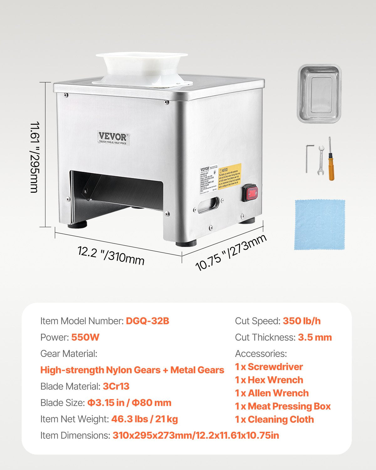Electric Meat Cutter Machine 550W Commercial Meat Slicer Cutting Machine - Image 7