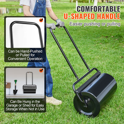 Lawn Roller, 13 Gallon 24Inch Sand/Water Filled Yard Roller, Steel Sod Roller with Easy-turn Plug and U-Shaped Ergonomic Handle for Convenient Push and Pull, for Lawn, Garden, Farm, Park, Black - Image 3