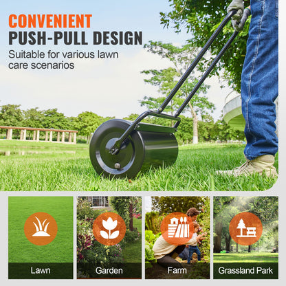 Lawn Roller, 13 Gallon 24Inch Sand/Water Filled Yard Roller, Steel Sod Roller with Easy-turn Plug and U-Shaped Ergonomic Handle for Convenient Push and Pull, for Lawn, Garden, Farm, Park, Black - Image 6