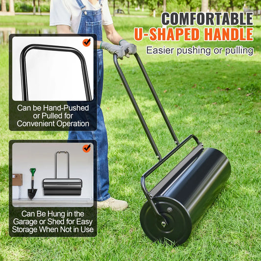 Lawn Roller, 17 Gallon 36 Inch Sand/Water Filled Yard Roller, Steel Sod Roller with Easy-turn Plug and U-Shaped Ergonomic Handle for Convenient Push and Pull, for Lawn, Garden, Farm, Park, Black - Image 3