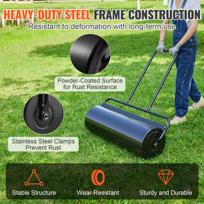 Lawn Roller, 17 Gallon 36 Inch Sand/Water Filled Yard Roller, Steel Sod Roller with Easy-turn Plug and U-Shaped Ergonomic Handle for Convenient Push and Pull, for Lawn, Garden, Farm, Park, Black - Image 4