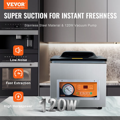 Chamber Vacuum Sealer, 260W Sealing Power, Vacuum Packing Machine for Wet Foods, Meats, Marinades and More, Compact Size with 260 mm Sealing Length, Applied in Home Kitchen and Commercial Use - Image 2