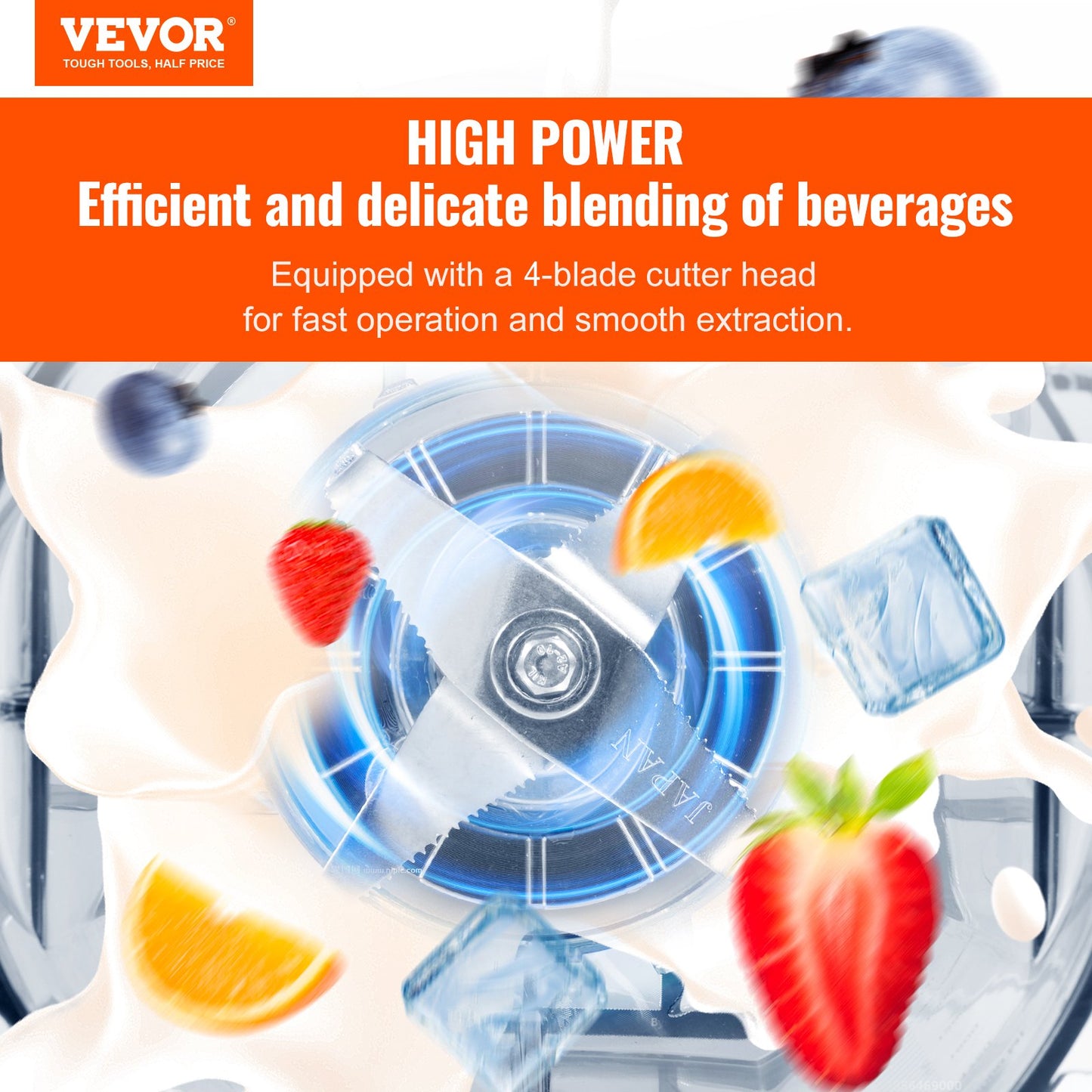 Professional Blender with Shield, Commercial Countertop Blenders, 2L Jar Blender Combo, Stainless Steel 9 Speed & 5 Functions Blender, for Shakes, Smoothies, Peree, and Crush Ice, White - Image 2