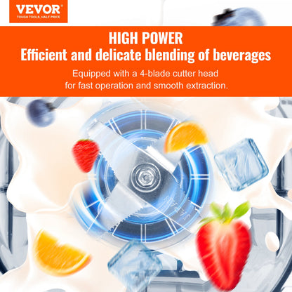 Professional Blender with Shield, Commercial Countertop Blenders, 2L Jar Blender Combo, Stainless Steel 9 Speed & 5 Functions Blender, for Shakes, Smoothies, Peree, and Crush Ice, White - Image 2