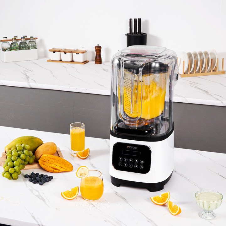 Professional Blender with Shield, Commercial Countertop Blenders, 2L Jar Blender Combo, Stainless Steel 9 Speed & 5 Functions Blender, for Shakes, Smoothies, Peree, and Crush Ice, White - Image 8