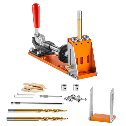 30 Pcs Pocket Hole Jig Kit, Adjustable & Easy to Use Pocket Hole Jig System with Step Drills, Wrenches, Drill Stop Rings, and Square Drive Bits, Dual Scale Marks for DIY Carpentry Projects