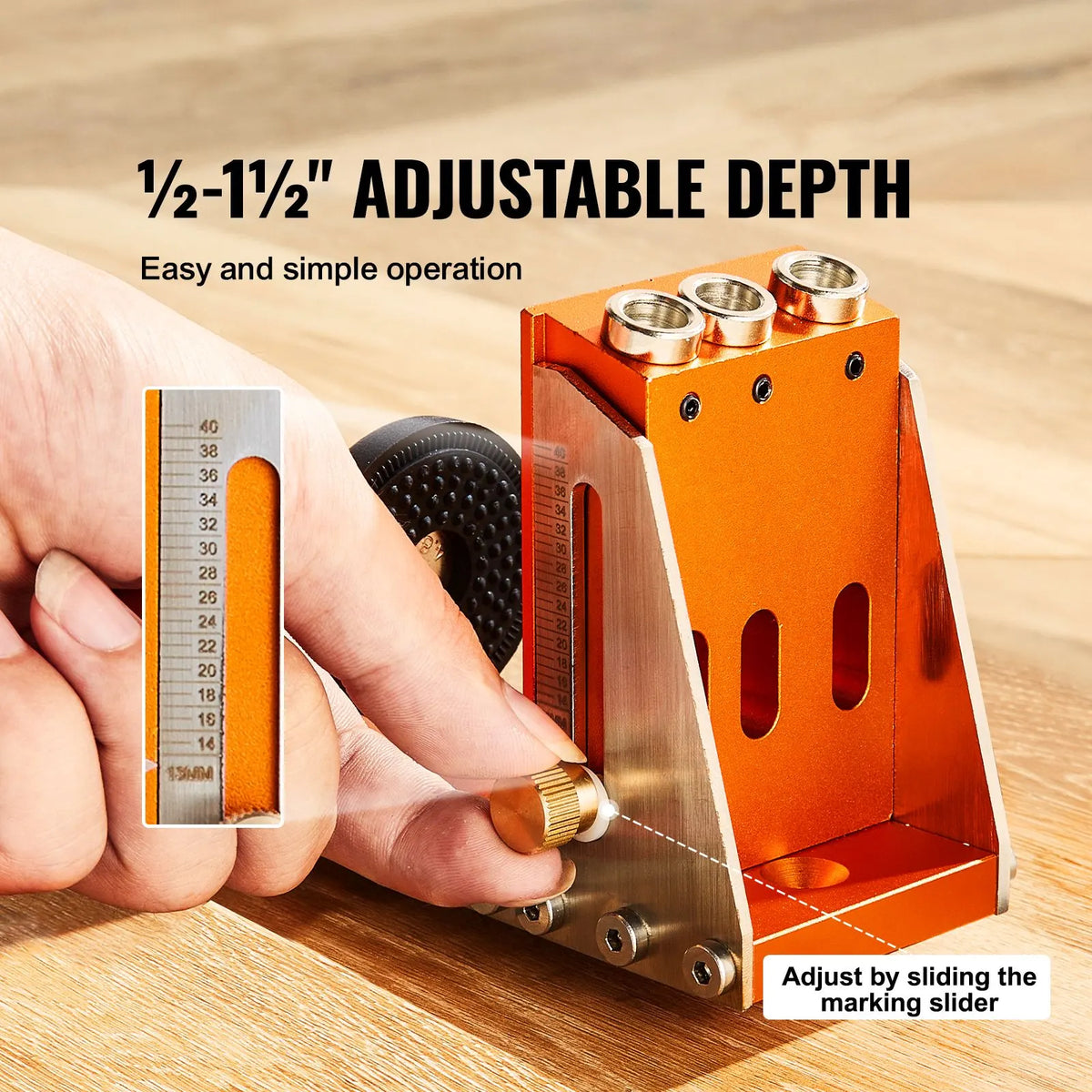 30 Pcs Pocket Hole Jig Kit, Adjustable & Easy to Use Pocket Hole Jig System with Step Drills, Wrenches, Drill Stop Rings, and Square Drive Bits, Dual Scale Marks for DIY Carpentry Projects - Image 3