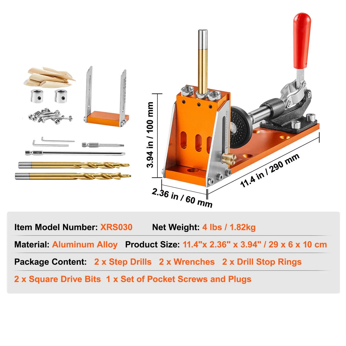 30 Pcs Pocket Hole Jig Kit, Adjustable & Easy to Use Pocket Hole Jig System with Step Drills, Wrenches, Drill Stop Rings, and Square Drive Bits, Dual Scale Marks for DIY Carpentry Projects - Image 7