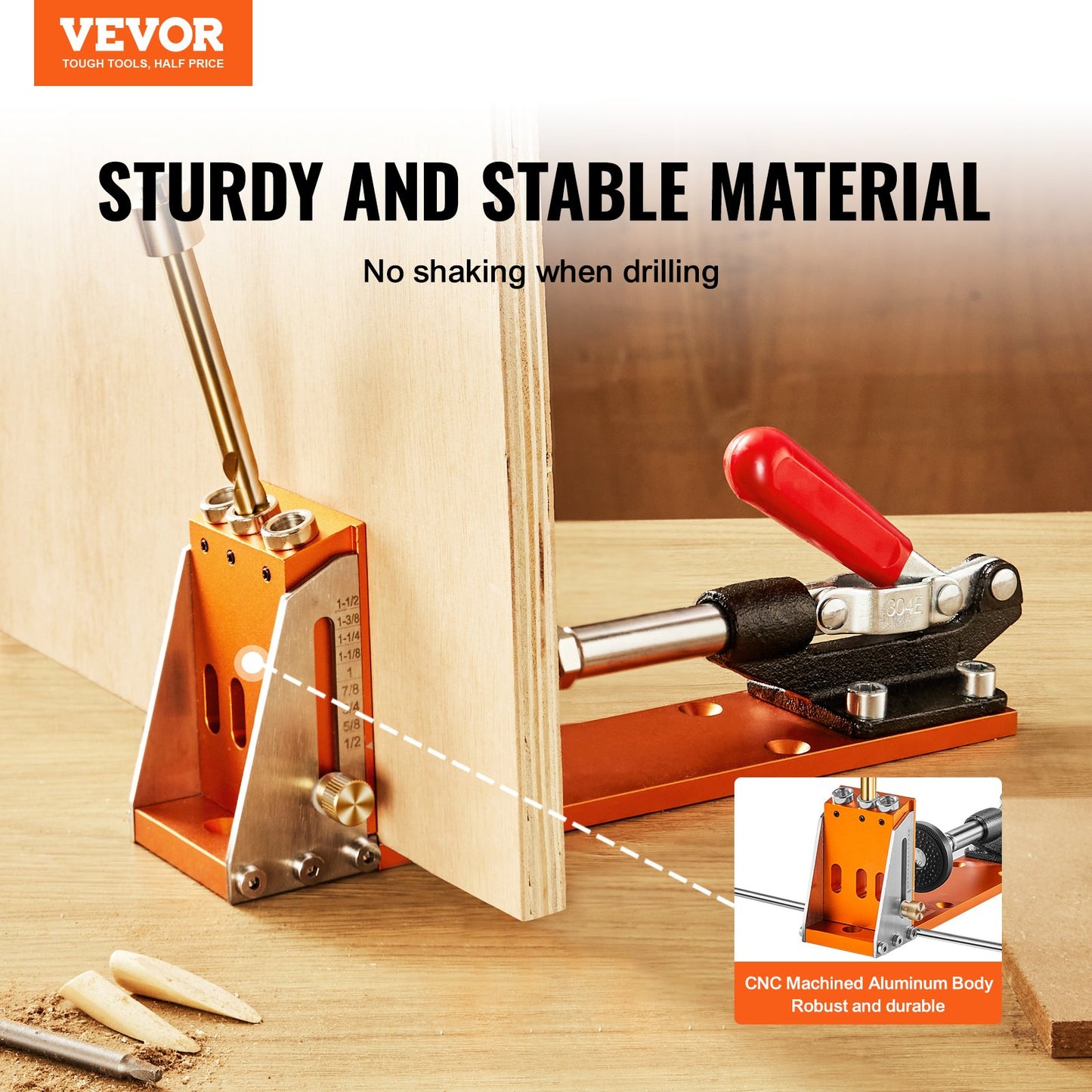 30 Pcs Pocket Hole Jig Kit, Adjustable & Easy to Use Pocket Hole Jig System with Step Drills, Wrenches, Drill Stop Rings, and Square Drive Bits, Dual Scale Marks for DIY Carpentry Projects - Image 2