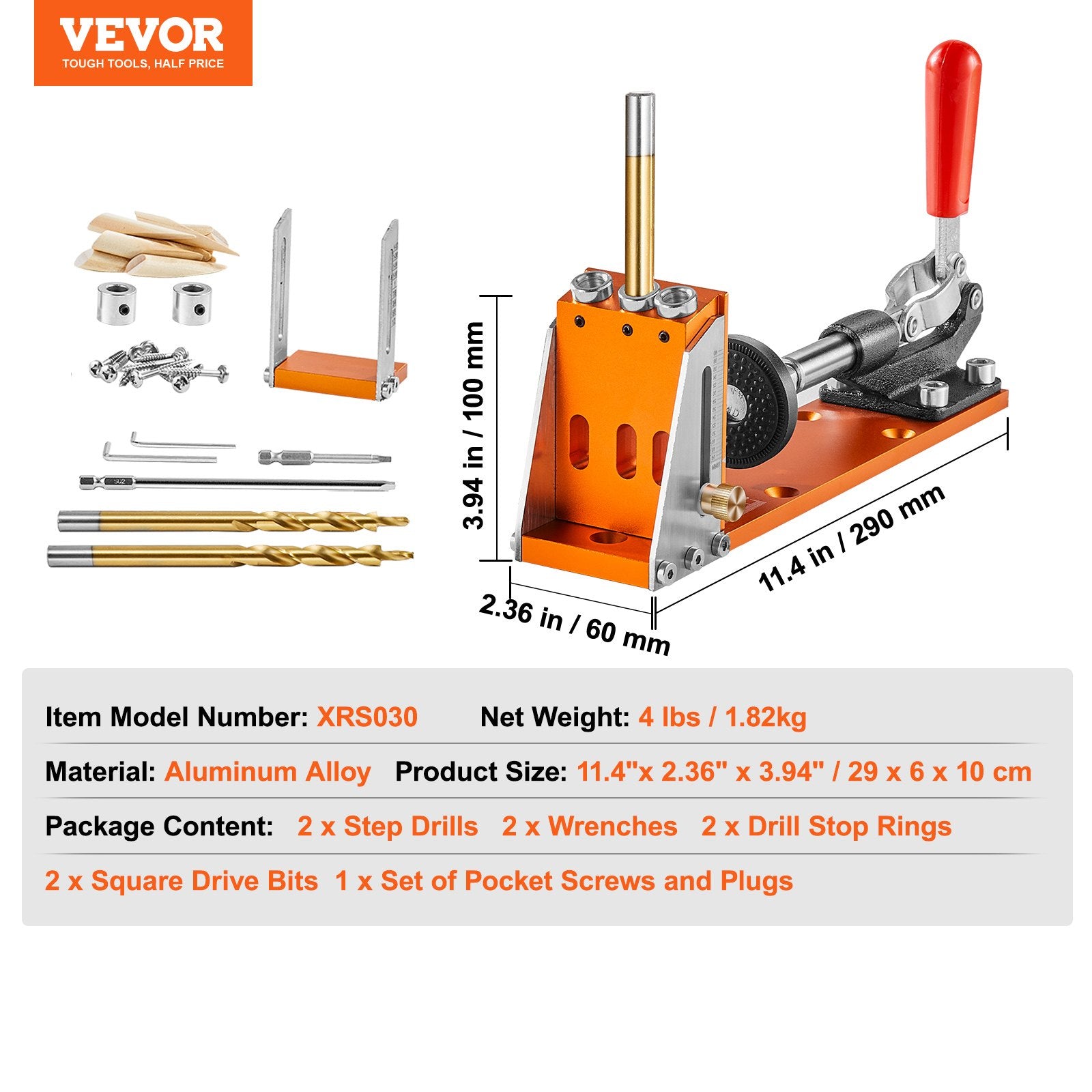 30 Pcs Pocket Hole Jig Kit, Adjustable & Easy to Use Pocket Hole Jig System with Step Drills, Wrenches, Drill Stop Rings, and Square Drive Bits, Dual Scale Marks for DIY Carpentry Projects - Image 7