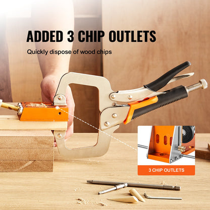 Pocket Hole Jig Kit, 34 Pcs Pocket Hole Jig System with C-clamp, Fixture, Step Drills, Wrenches, Drill Stop Rings, Square Drive Bits, Toolbox, for DIY Carpentry Projects, Adjustable - Image 6
