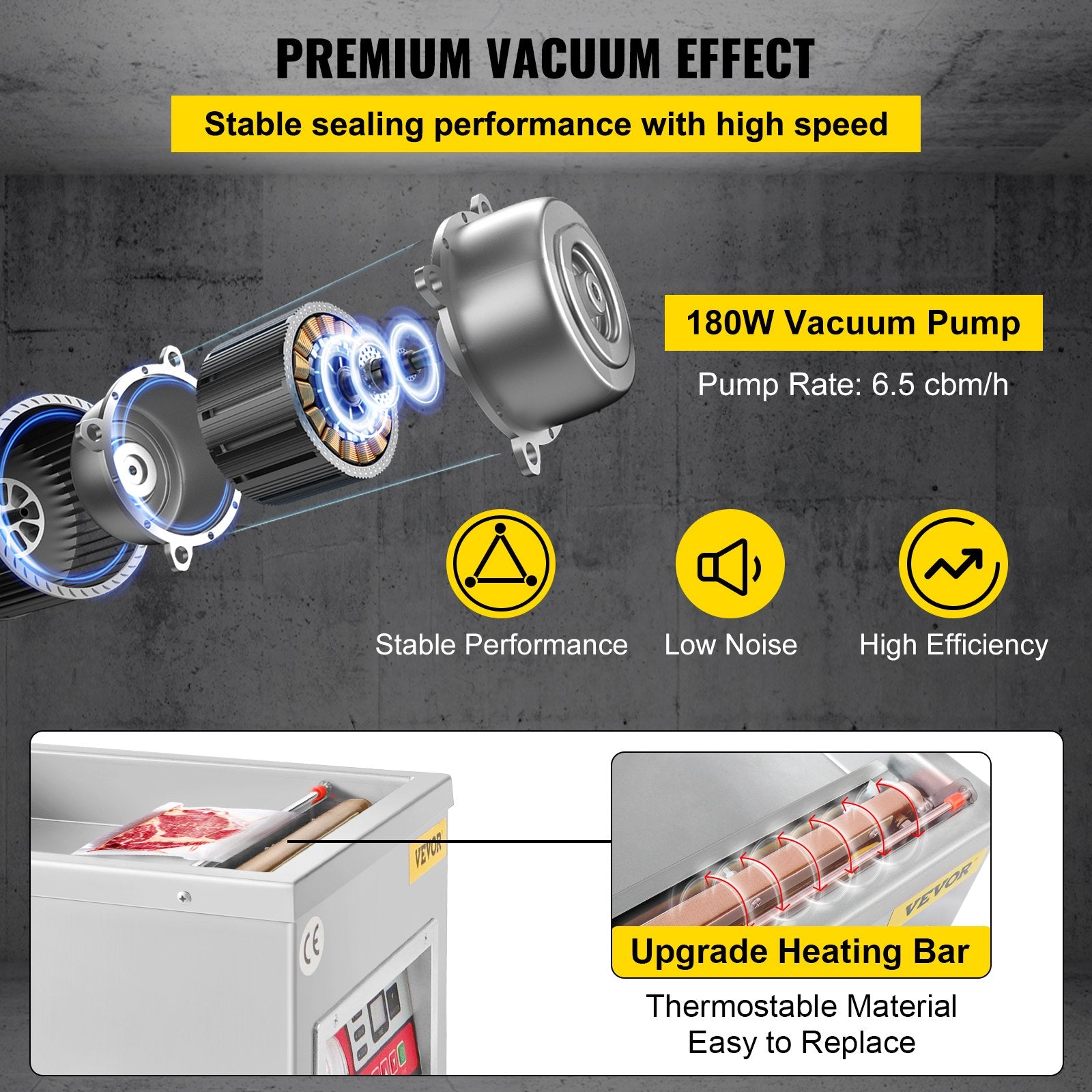 Chamber Vacuum Sealer Vacuum Packaging Machine 6.5 cbm/h Pump Rate 220V - Image 3