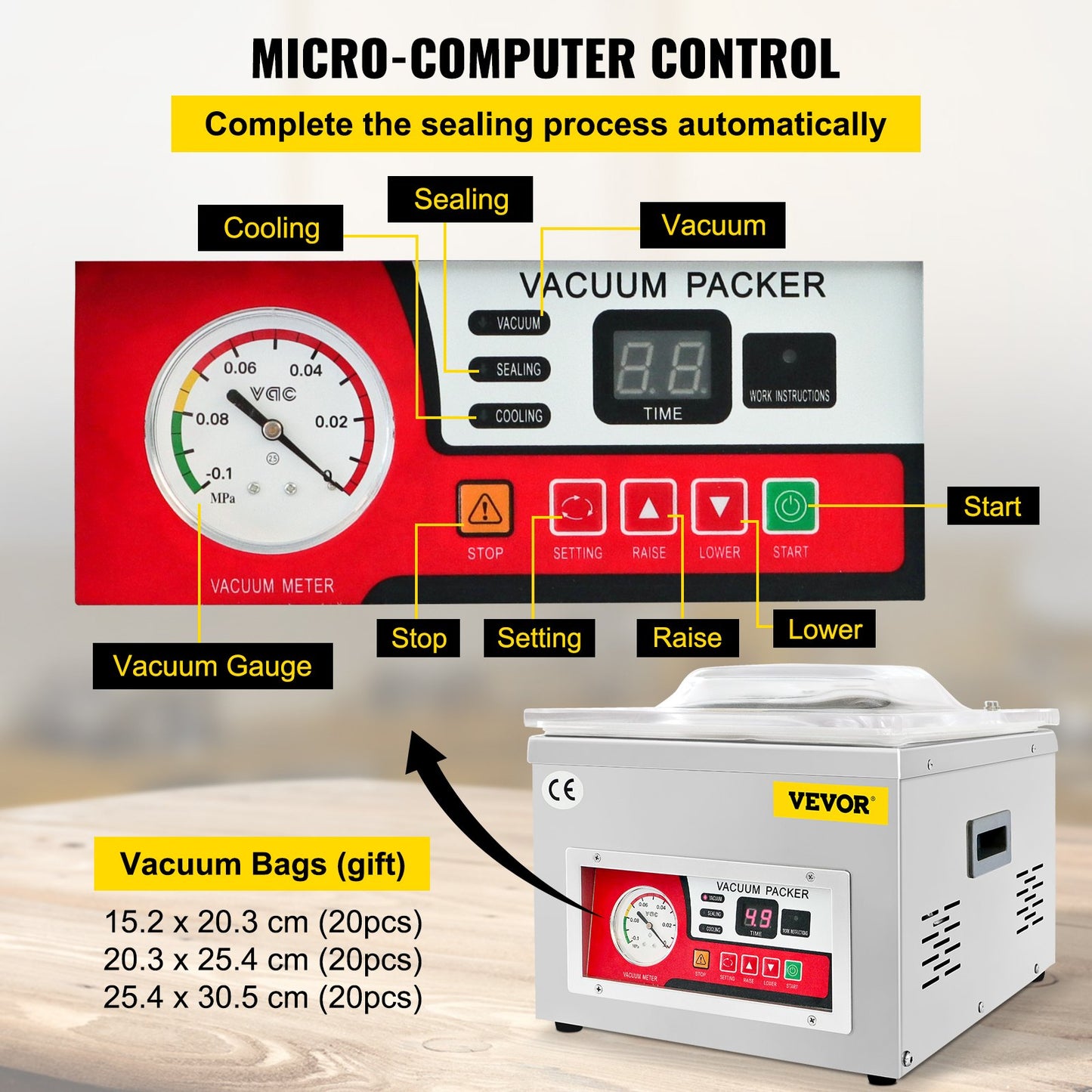 Chamber Vacuum Sealer Vacuum Packaging Machine 6.5 cbm/h Pump Rate 220V - Image 4