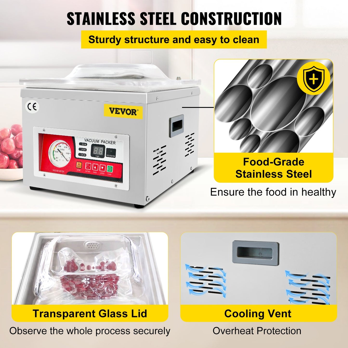 Chamber Vacuum Sealer Vacuum Packaging Machine 6.5 cbm/h Pump Rate 220V - Image 5