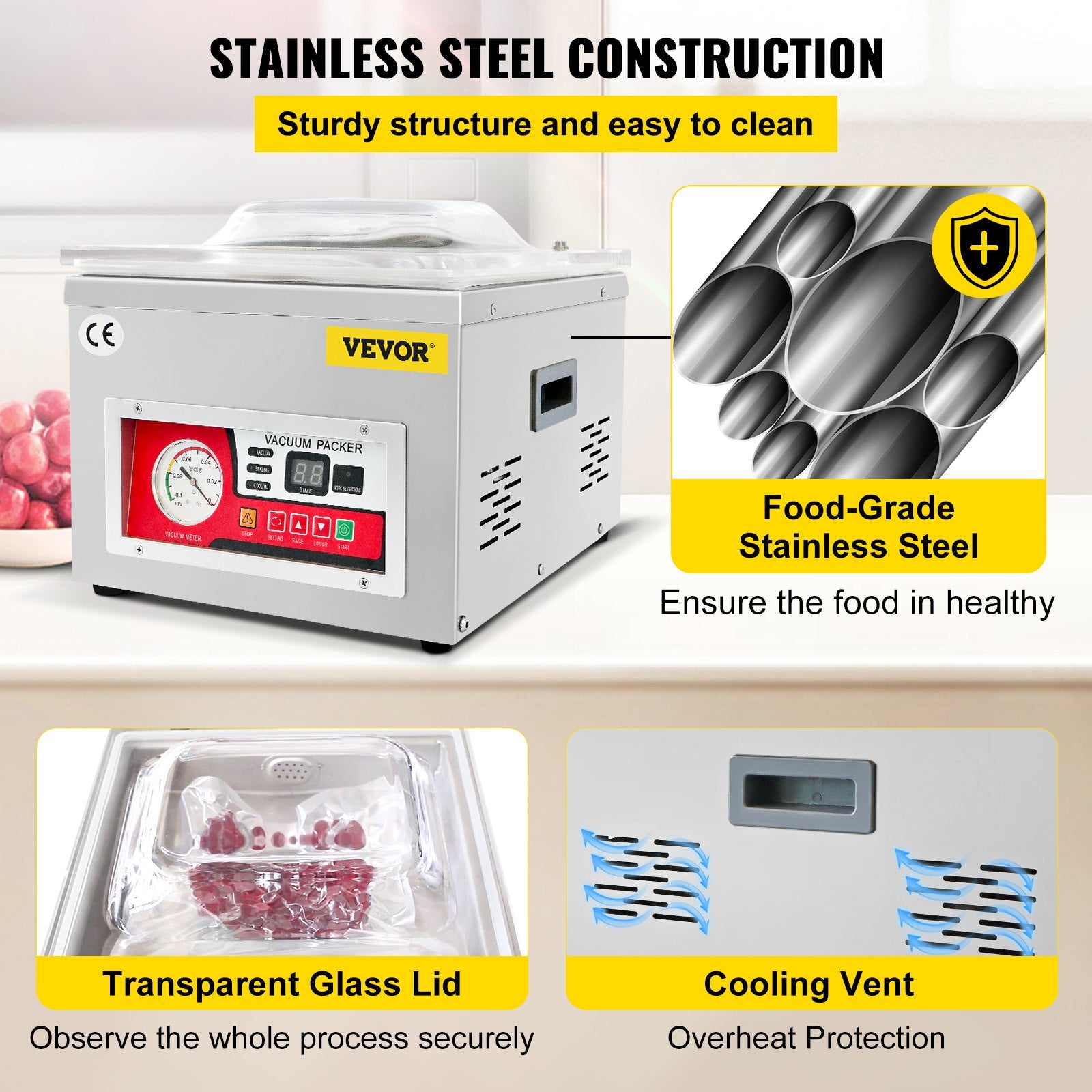 Chamber Vacuum Sealer Vacuum Packaging Machine 6.5 cbm/h Pump Rate 220V - Image 5