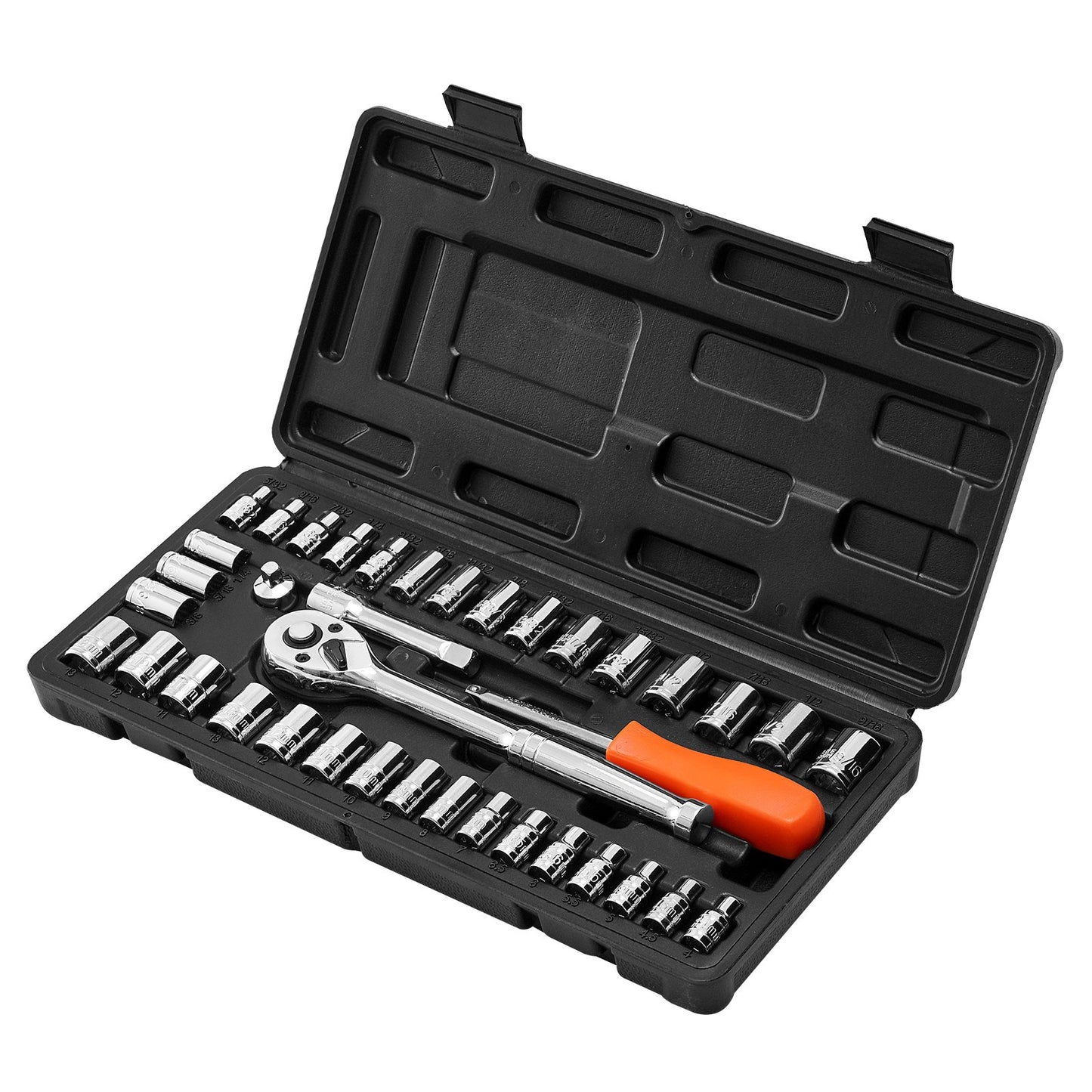 Socket Set, 39 Pieces, 9.5 & 6.4 mm Drive Socket and Ratchet Set, SAE and Metric Size, Mechanic Tool Kit with Ratchet Wrench, Accessories, Storage Case, CR-V Alloy Steel, for Automotive Repair - Image 9