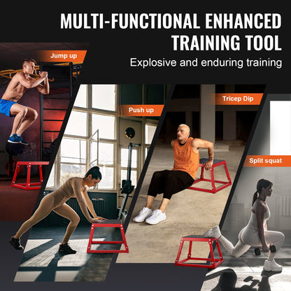 Plyometric Jump Box, 12 Inch Plyo Box, Steel Plyometric Platform and Jumping Agility Box, Anti-Slip Fitness Exercise Step Up Box for Home Gym Training, Conditioning Strength Training, Red - Image 5