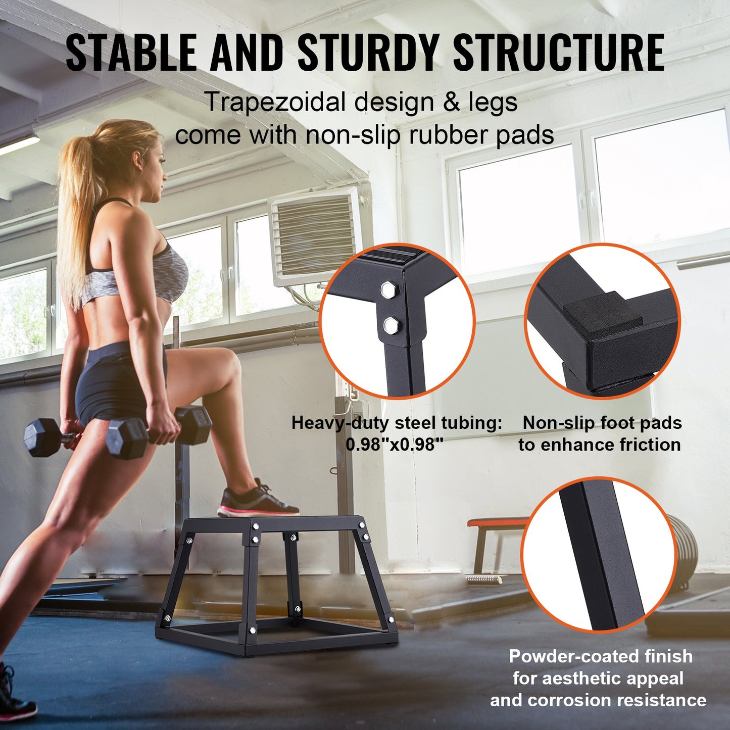 Plyometric Jump Box, 12 Inch Plyo Box, Steel Plyometric Platform and Jumping Agility Box, Anti-Slip Fitness Exercise Step Up Box for Home Gym Training, Conditioning Strength Training, Black - Image 4