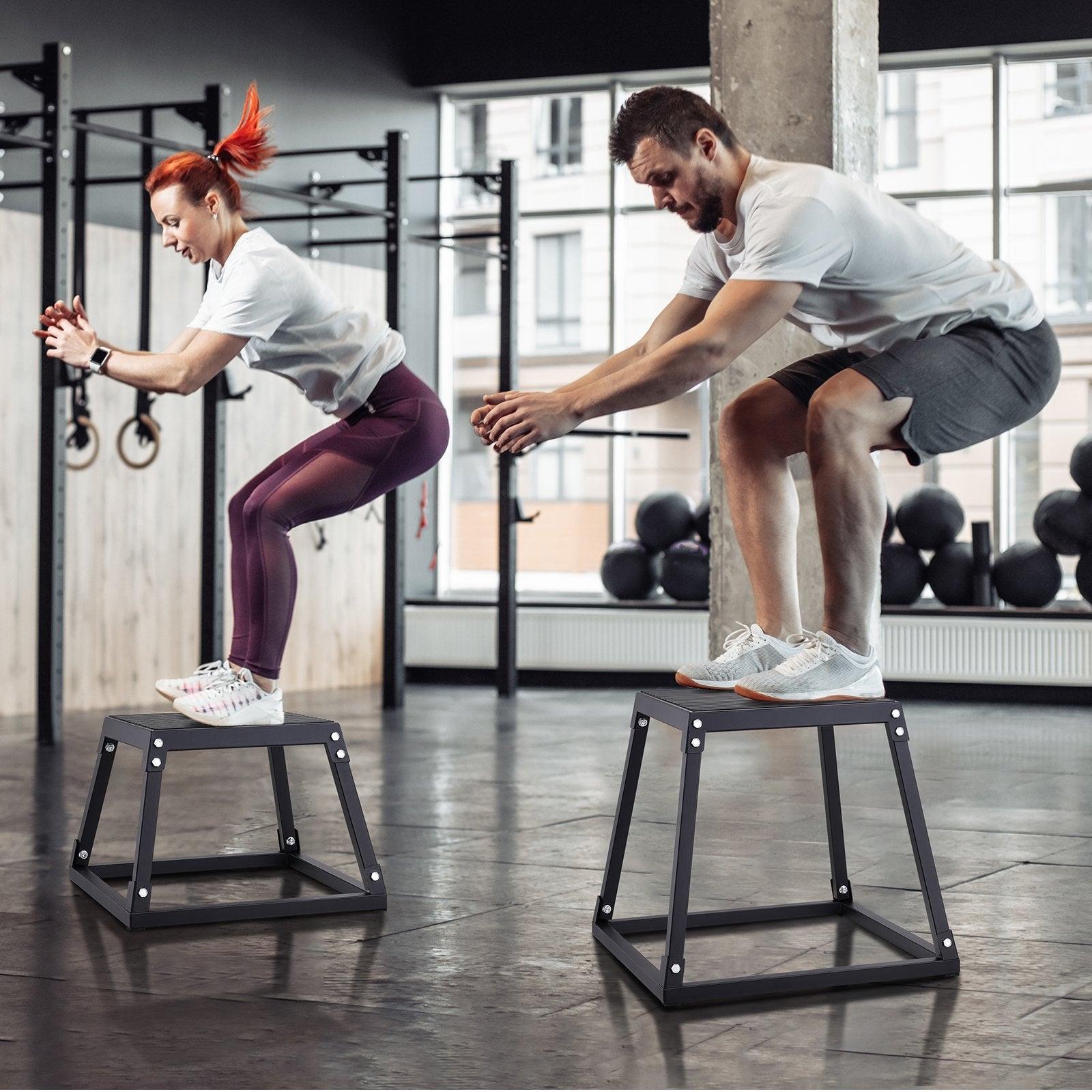 Plyometric Jump Box, 12 Inch Plyo Box, Steel Plyometric Platform and Jumping Agility Box, Anti-Slip Fitness Exercise Step Up Box for Home Gym Training, Conditioning Strength Training, Black - Image 8