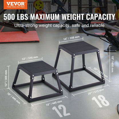 Plyometric Jump Box, 18 Inch Plyo Box, Steel Plyometric Platform and Jumping Agility Box, Anti-Slip Fitness Exercise Step Up Box for Home Gym Training, Conditioning Strength Training, Black - Image 2