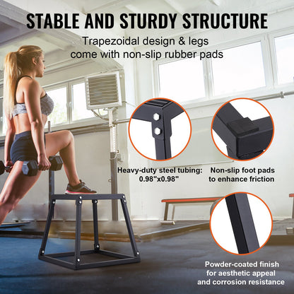 Plyometric Jump Box, 18 Inch Plyo Box, Steel Plyometric Platform and Jumping Agility Box, Anti-Slip Fitness Exercise Step Up Box for Home Gym Training, Conditioning Strength Training, Black - Image 4