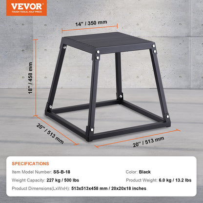 Plyometric Jump Box, 18 Inch Plyo Box, Steel Plyometric Platform and Jumping Agility Box, Anti-Slip Fitness Exercise Step Up Box for Home Gym Training, Conditioning Strength Training, Black - Image 7