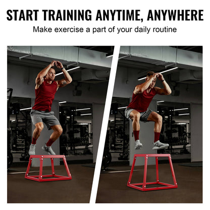 Plyometric Jump Box, 18 Inch Plyo Box, Steel Plyometric Platform and Jumping Agility Box, Anti-Slip Fitness Exercise Step Up Box for Home Gym Training, Conditioning Strength Training, Red - Image 6
