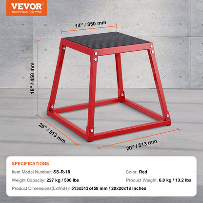 Plyometric Jump Box, 18 Inch Plyo Box, Steel Plyometric Platform and Jumping Agility Box, Anti-Slip Fitness Exercise Step Up Box for Home Gym Training, Conditioning Strength Training, Red - Image 7