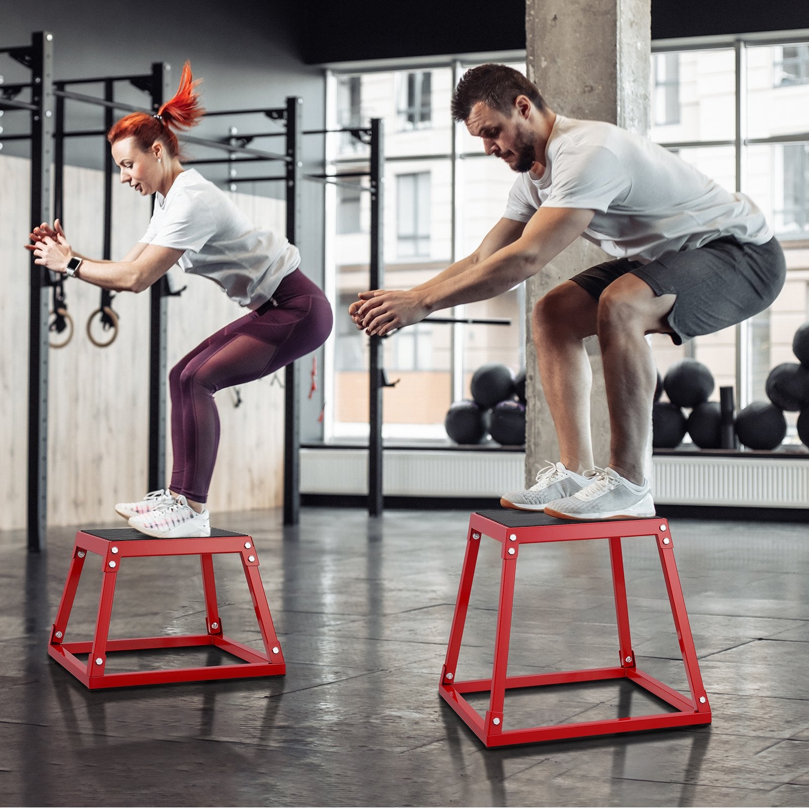 Plyometric Jump Box, 18 Inch Plyo Box, Steel Plyometric Platform and Jumping Agility Box, Anti-Slip Fitness Exercise Step Up Box for Home Gym Training, Conditioning Strength Training, Red - Image 8