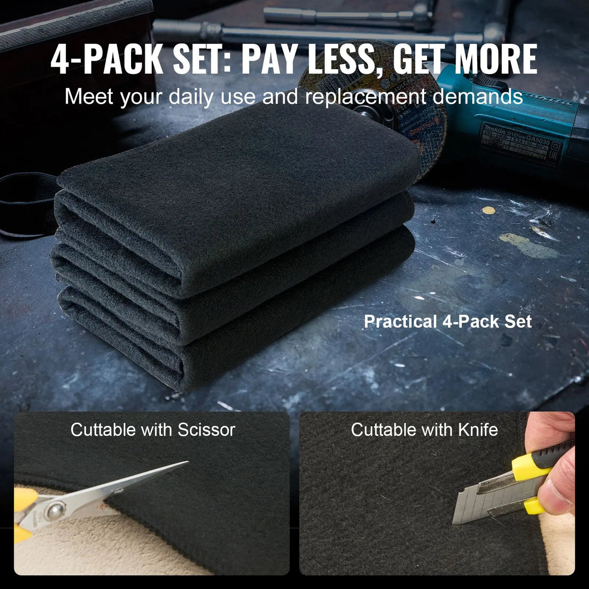 Carbon Felt Welding Blanket 4 Pack, 37" x 36" Flame Retardant Welding Blanket, Up To 1800°F Heat Resistant Blanket Set, Cuttable Carbon Fiber Fire Retardant Insulation Welding Mat Pad - Image 4