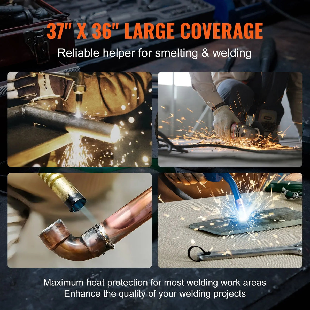 Carbon Felt Welding Blanket 4 Pack, 37" x 36" Flame Retardant Welding Blanket, Up To 1800°F Heat Resistant Blanket Set, Cuttable Carbon Fiber Fire Retardant Insulation Welding Mat Pad - Image 5