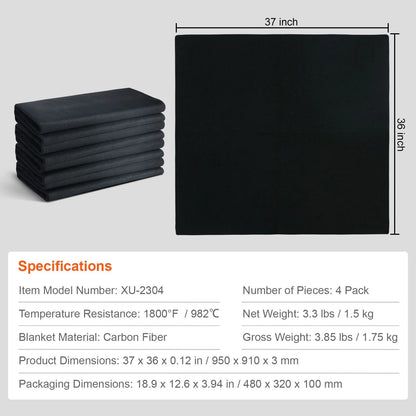 Carbon Felt Welding Blanket 4 Pack, 37" x 36" Flame Retardant Welding Blanket, Up To 1800°F Heat Resistant Blanket Set, Cuttable Carbon Fiber Fire Retardant Insulation Welding Mat Pad - Image 7