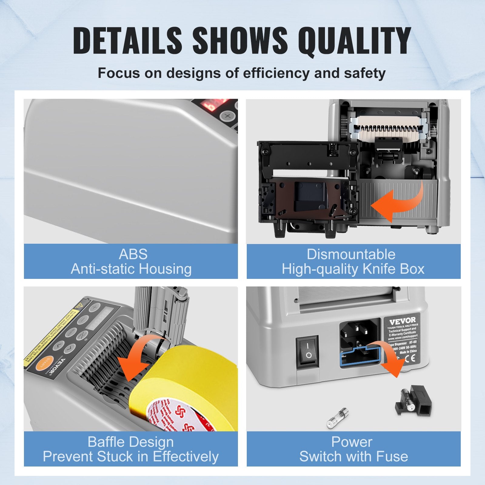 Automatic Tape Dispenser, Self-Adhesive Electric Tape Cutter, 25 W Packaging Machine, Tape Cutter, 6-60 mm Tape Width, Electric Tape Cutter Packaging Machine - Image 5