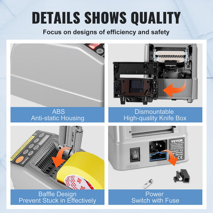 Automatic Tape Dispenser, Self-Adhesive Electric Tape Cutter, 25 W Packaging Machine, Tape Cutter, 6-60 mm Tape Width, Electric Tape Cutter Packaging Machine - Image 5