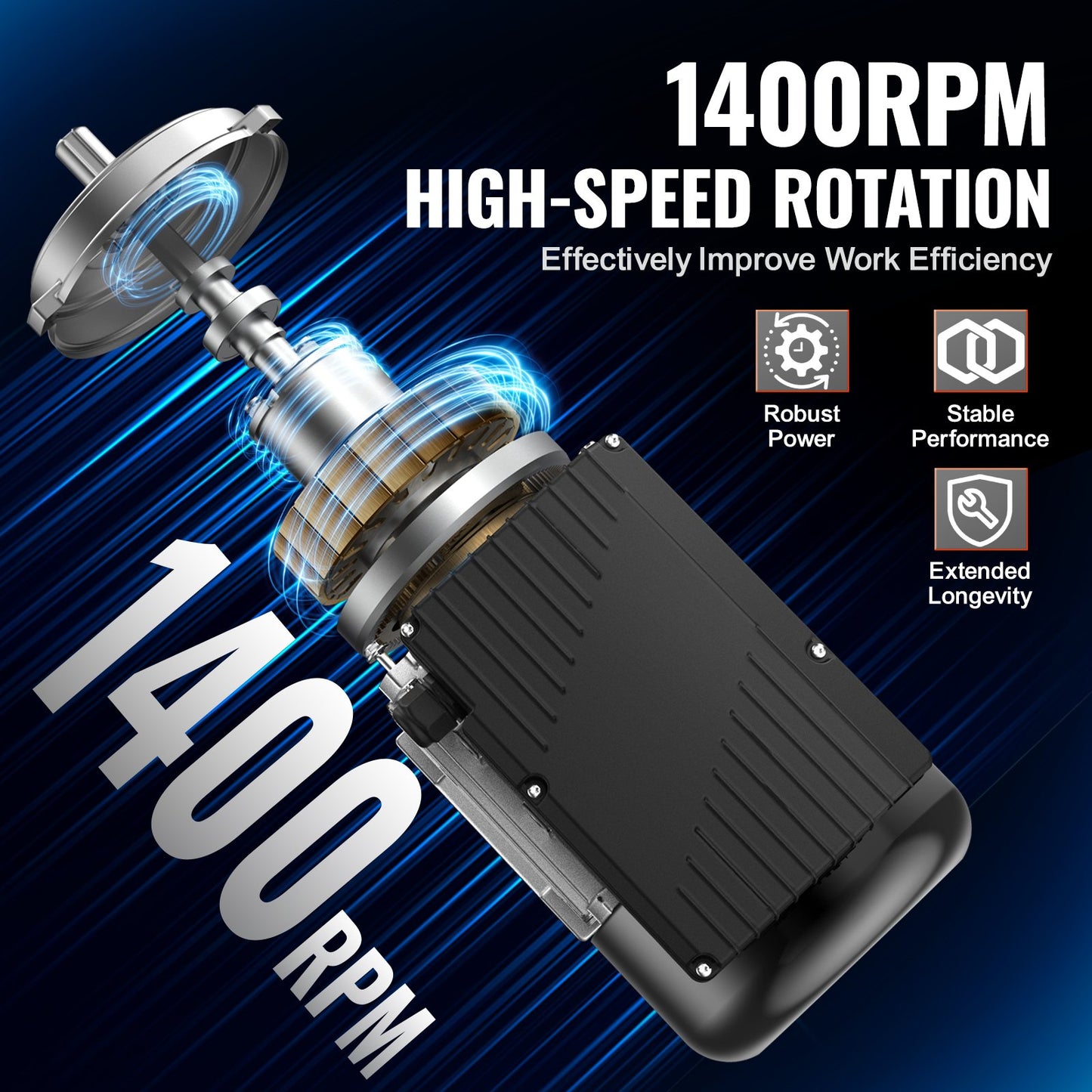 0.75KW Electric Motor 1400 rpm, AC 220~240V 5.45A, 80, B3 Frame, Air Compressor Motor Single Phase, 19mm Keyed Shaft, CW/CCW Rotation for Agricultural Machinery and General Equipment - Image 3