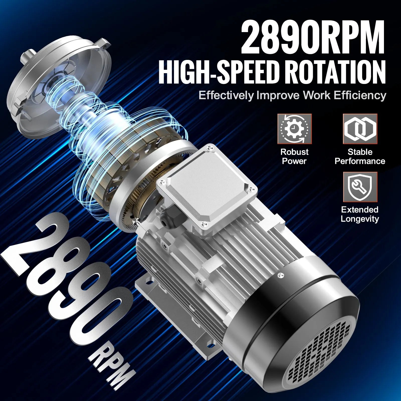 2.2KW Electric Motor 2890 rpm, AC 400V 4.7A, 90L, B3 Frame, Air Compressor Motor 3-Phase, 24mm Keyed Shaft, CW/CCW Rotation for Agricultural Machinery and General Equipment - Image 3