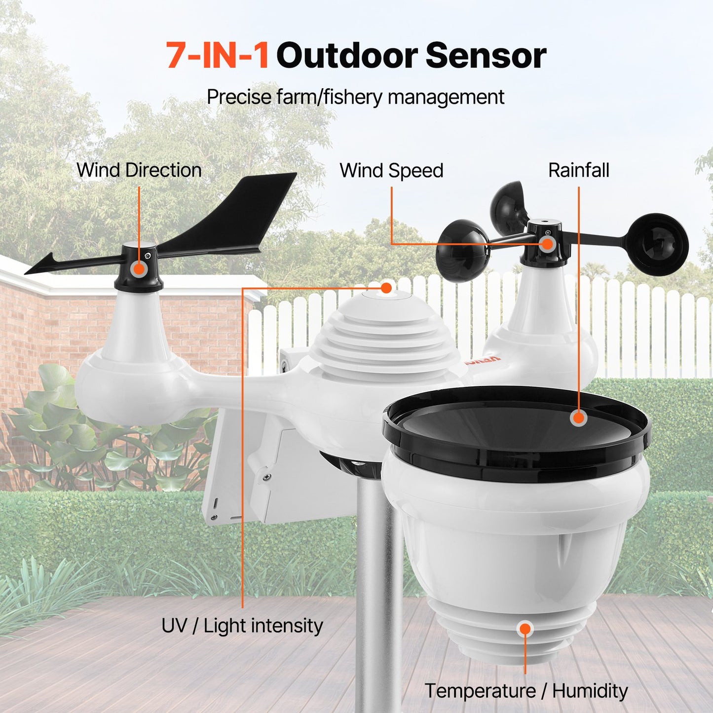 7-in-1 Wi-Fi Weather Station 177.8 mm TFT Display Wireless Outdoor Sensor - Image 2